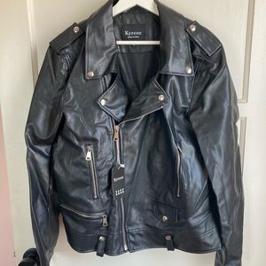 BNWT Faux leather black biker jacket men’s XL